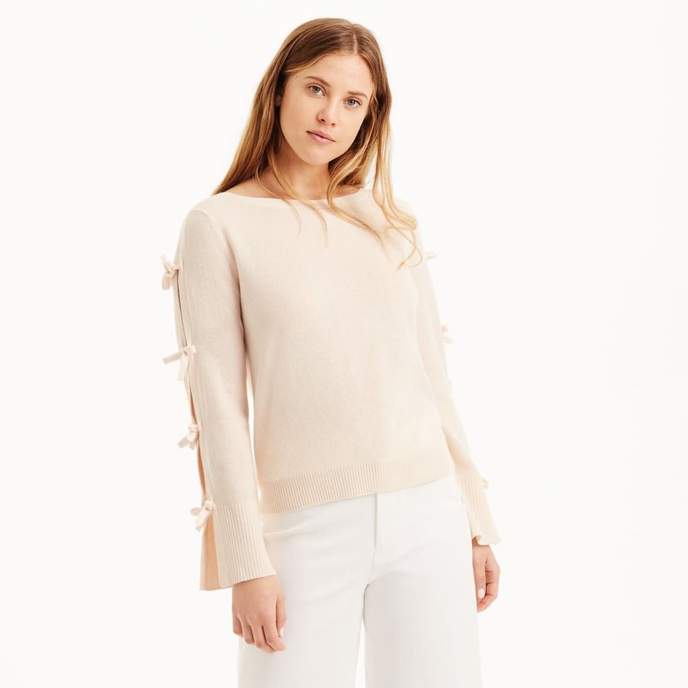 Club Monaco Pink Cream Sweater bow sleeves XS/S/2